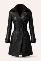 Oliwia | Elegancki Skórzany Płaszcz