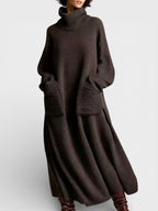 Elen | Elegancka dzianinowa sukienka z wysokim kołnierzem