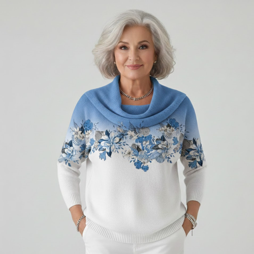 Alora | Kwiatowy sweter z miękkim dekoltem