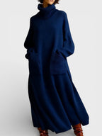 Elen | Elegancka dzianinowa sukienka z wysokim kołnierzem
