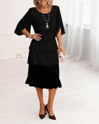 Renata | Elegancka sukienka midi z rękawami w stylu ruffle