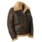 PIOTR | MĘSKA KURTKA SKÓRZANA PILOTKA Z KOŁNIERZEM FUTRZANYM