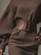 Ciemnobrązowa mini sukienka