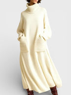 Elen | Elegancka dzianinowa sukienka z wysokim kołnierzem