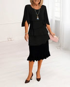 Renata | Elegancka sukienka midi z rękawami w stylu ruffle