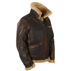 PIOTR | MĘSKA KURTKA SKÓRZANA PILOTKA Z KOŁNIERZEM FUTRZANYM