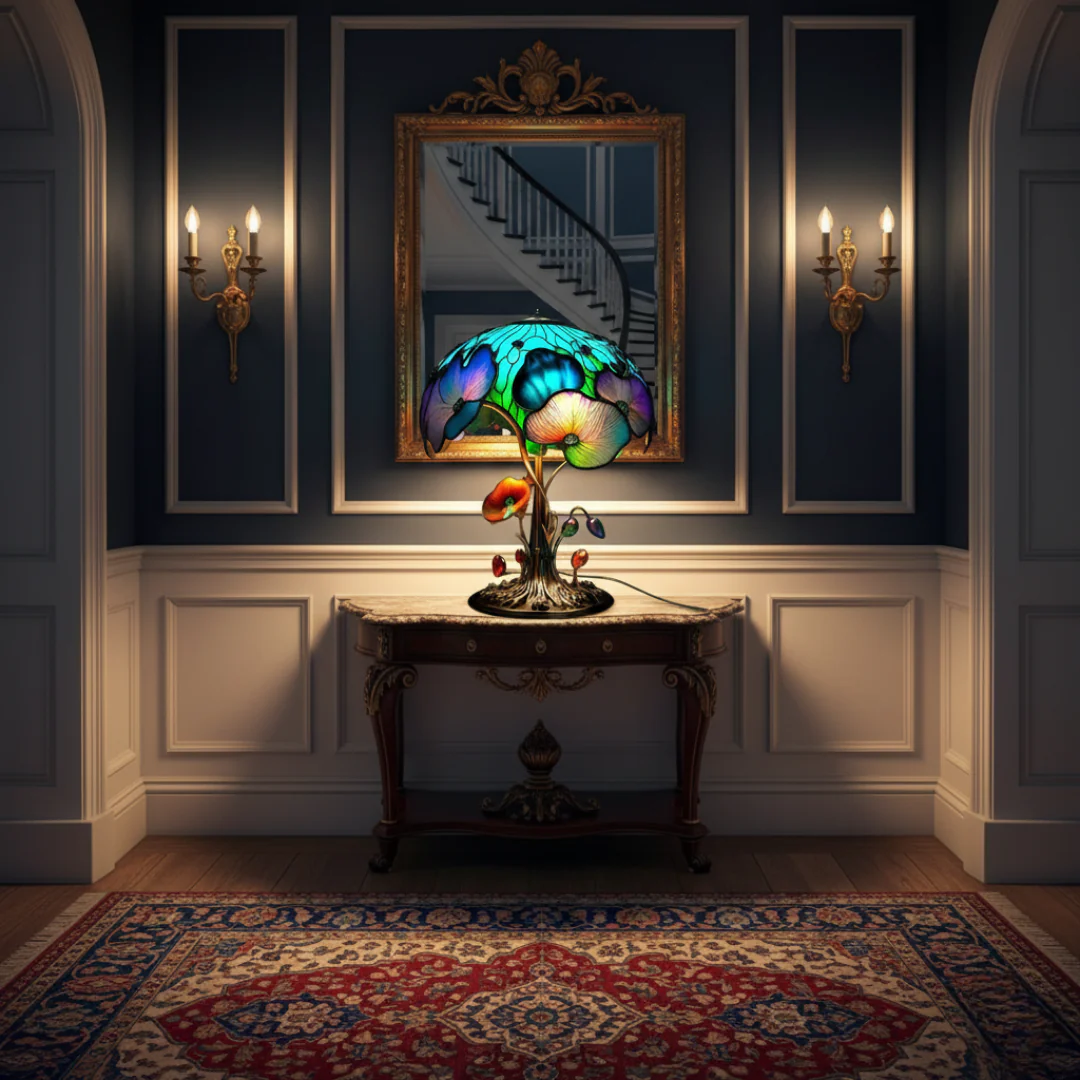 Kwiatowa lampa boho z grzybami