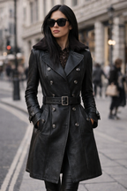 Oliwia | Elegancki Skórzany Płaszcz